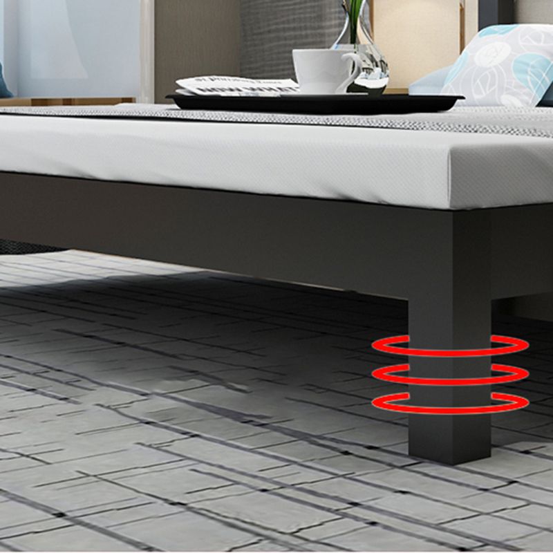 Zeitgenössisches Metall -Slat -Standardbett mit rechteckigem Kopfteil