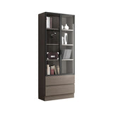 Contemporary Bookcase Closed Back Vertical Bookshelf with Doors