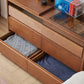 Traditional Wood & Glass Vanity Desk in Cherry with 6 Drawers - 94.5" W