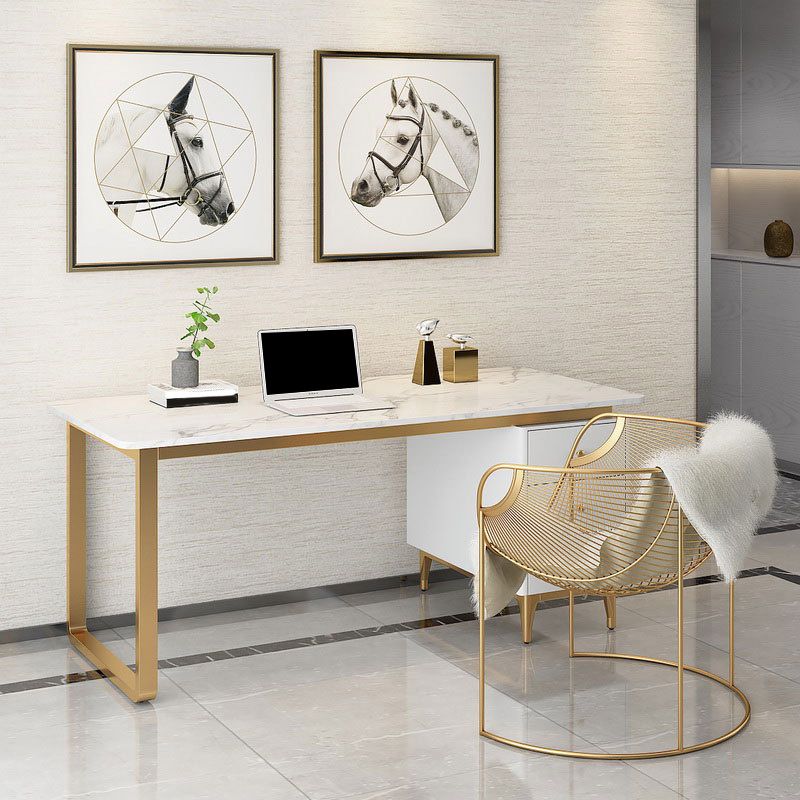 Rectangular Marble Office Desk Glam Solid Wood Writing Desk for Home Clearhalo 'furn' 'furn_office_desk' 'Furniture' 'Office Desks' 'Office Furniture' 'office_desk' 1200x1200_75f2d24b-4f43-4550-b03b-96f4f325151a