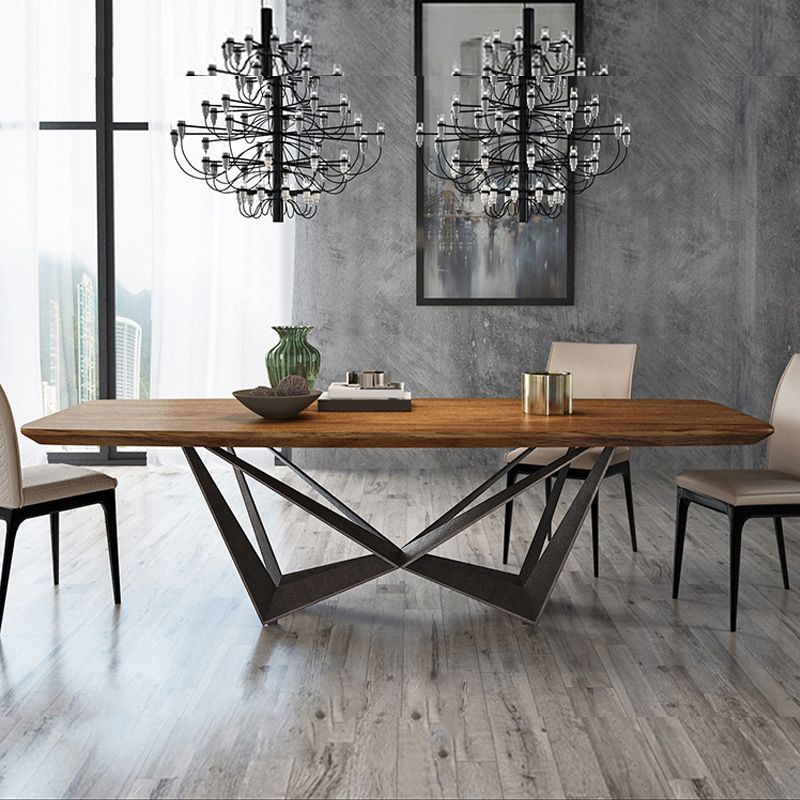 Rechteckiger Esstisch im Industriestil, Holztisch mit Metallbeinen für Zuhause