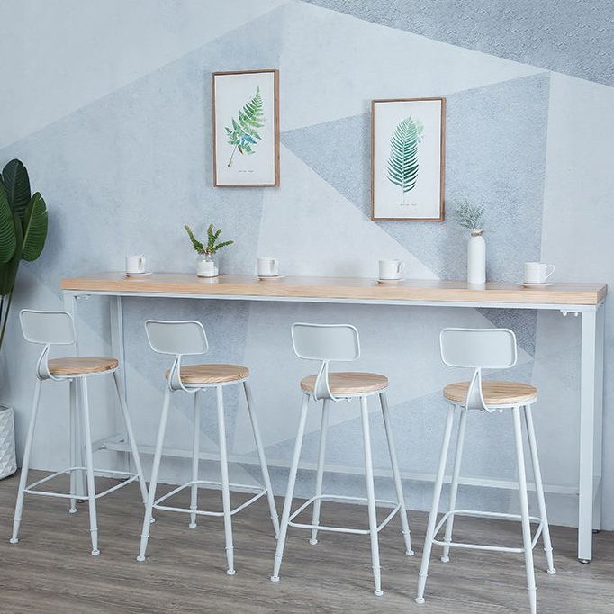 Tavolo da bar in legno massiccio di lussuoso set da barra da barra da 1/5 pezzi con sgabelli bianchi