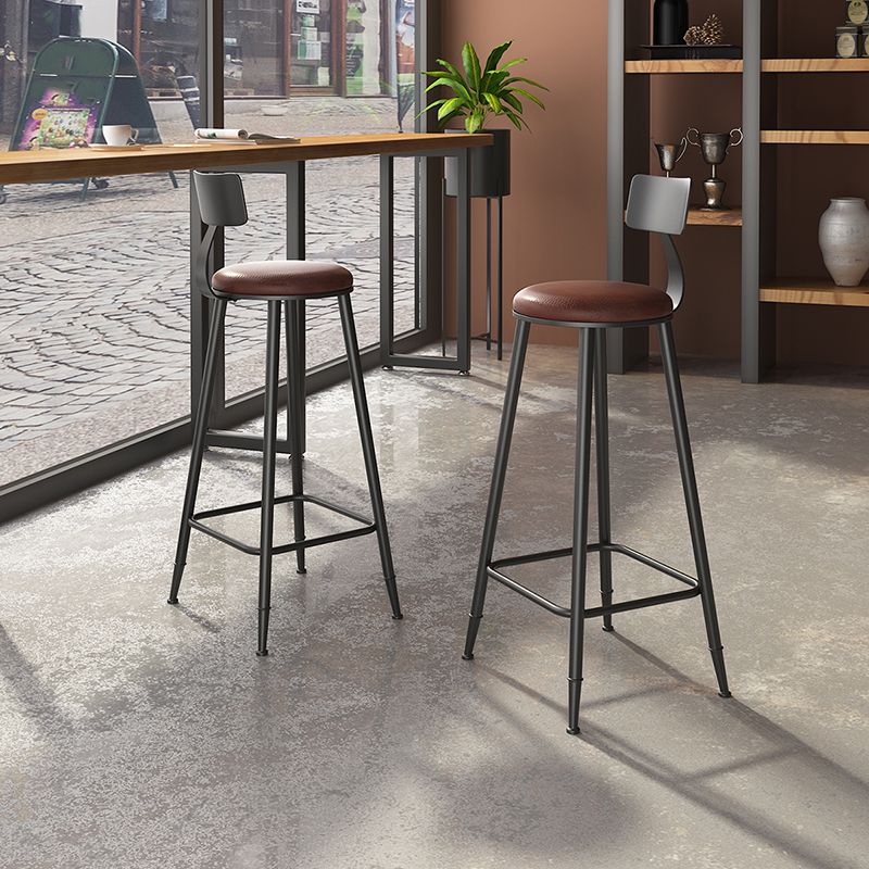Contemporary Metal Solid Wood Barstool Indoor Bar Stool with Footrest Clearhalo 'Bar Furniture' 'Bar Stools' 'bar_stools' 'furn' 'furn_bar_stools' 'furniture_bar_stools' 'Kitchen & Dining Furniture' 'kitchen&dining_furn' 'kitchen' 'kitchen_furn' Furniture' 1200x1200_75f41a1b-033d-403d-a787-f97c32550bc0