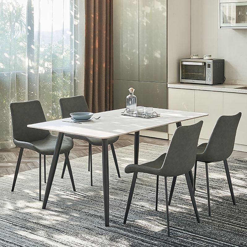 Stone Top Dining Table Rectangle Dining Table with Wood Steel Base in Black Clearhalo 'Dining Tables & Seating' 'Dining Tables' 'dining_table' 'furn' 'furn_dining_table' 'Furniture' 'furniture_dining_table' 'Kitchen & Dining Furniture' 'kitchen' 'kitchen_dining_table' 1200x1200_75f4d55d-db10-4dca-b512-0cb06dea7627