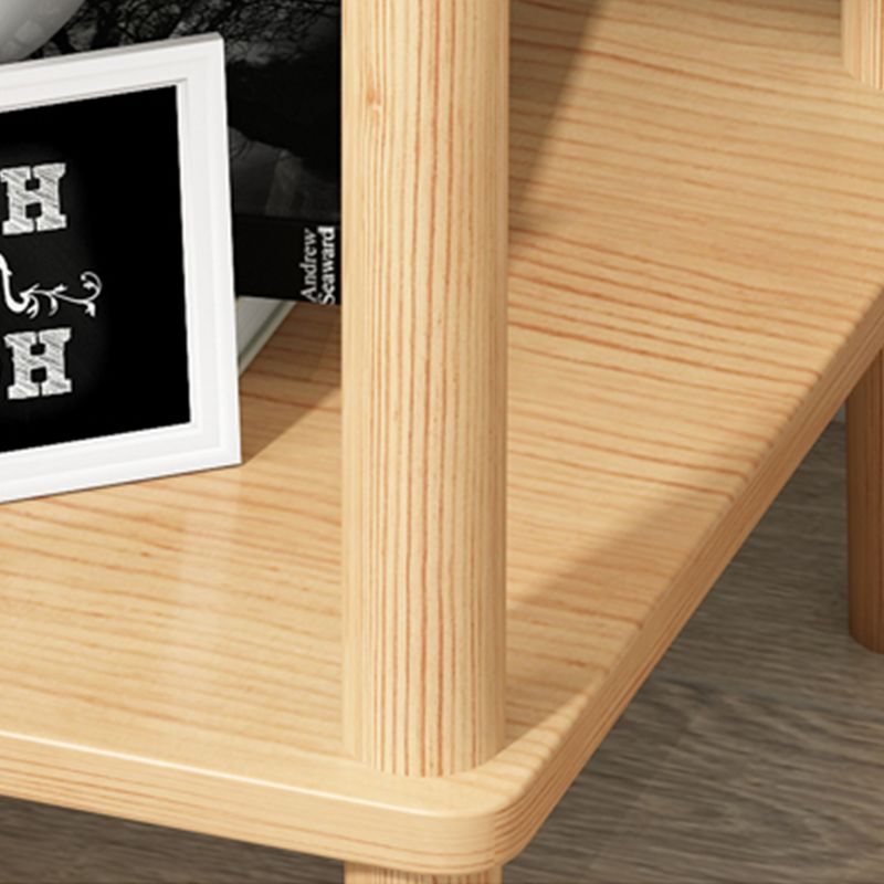 Modern Wood End Slide Table Double Tier Corner Table with Storage