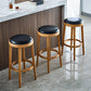 Industrial Solid Wood Counter Stool Faux Leather Counter Height Stools