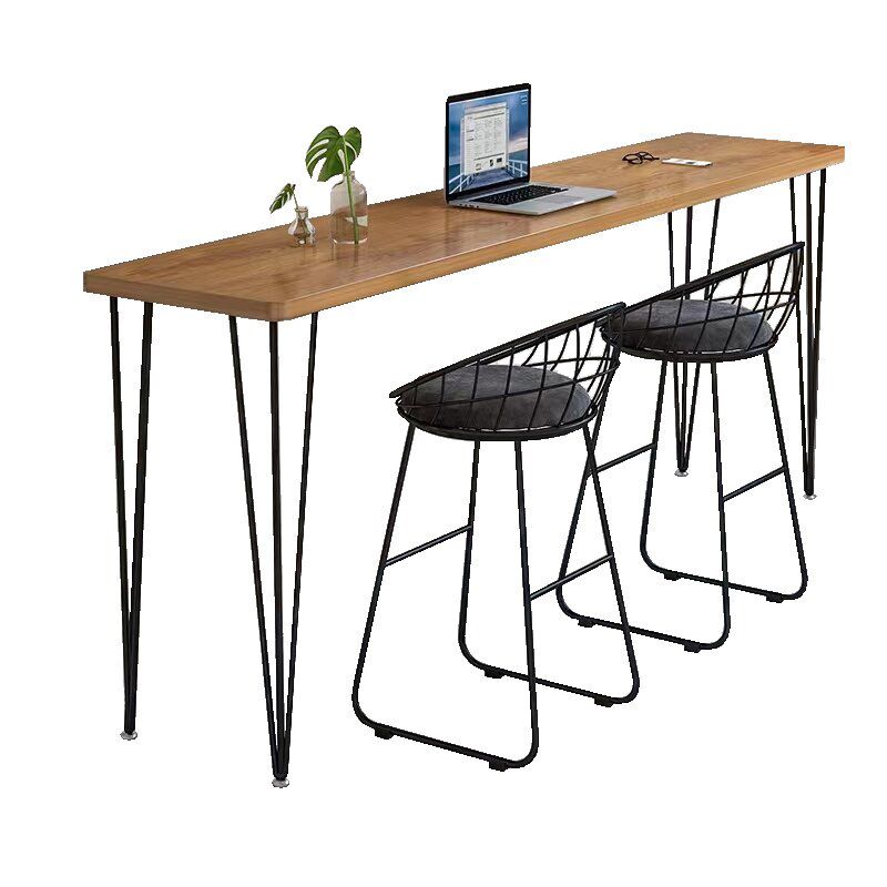 Wood Bar Dining Table Modern Rectangle Bar Table with 4 Legs Base for Dining Room Kitchen Clearhalo 'Bar Furniture' 'Bar Tables' 'bar_tables' 'furn' 'furn_bar_tables' 'Furniture' 'furniture_bar_tables' 'Kitchen & Dining Furniture' 1200x1200_75f705c8-b62b-4e16-b29a-108a35b2dfe5