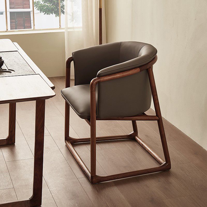 Modern Style Dining Chair Leather Wooden Base Arm Chair for Home Use Clearhalo 'Dining Chairs' 'Dining Tables & Seating' 'dining_chair' 'furn' 'furn_dining_chair' 'Furniture' 'Kitchen & Dining Furniture' 1200x1200_75f7f033-669f-41bc-8a7c-ba41d6c91cdc