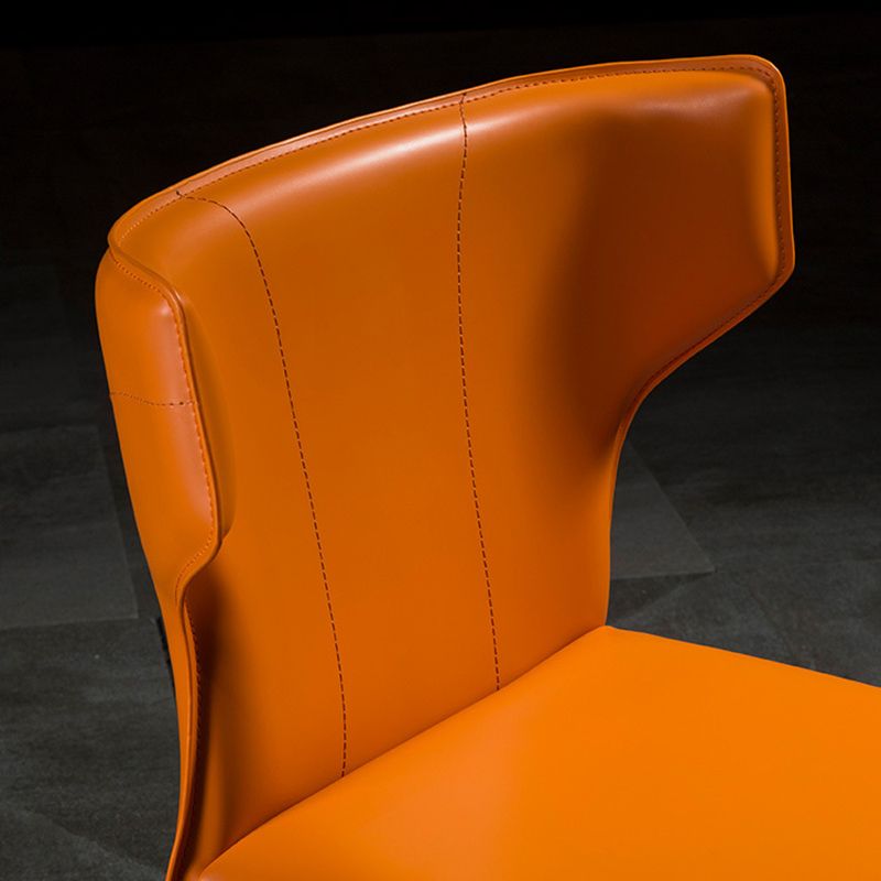 Faux Leather Wingback Side Chair Modern Armless Dining Chairs