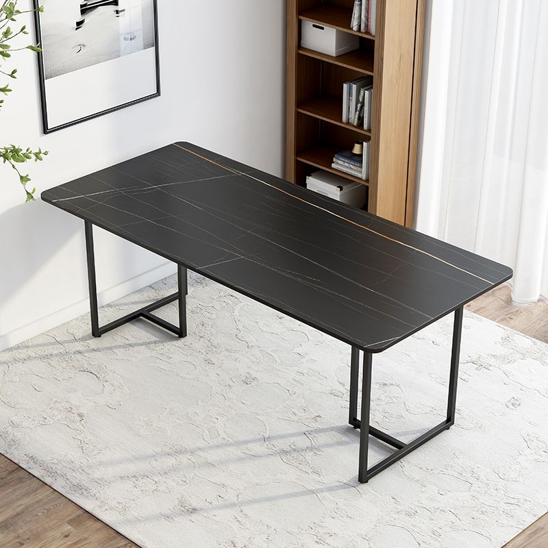 Contemporary Rectangle Dining Table Sintered Stone Dining Table with Black Double Pedestal Clearhalo ' dining_table' 'Dining Tables & Seating' 'Dining Tables' 'furn' 'furn_dining_table' 'Furniture' 'furniture_dining_table' 'Kitchen & Dining Furniture' 'kitchen&dining_furn' 'kitchen' 'kitchen_dining_table' 1200x1200_75fa4a9a-8683-41fd-9c72-674c6cea02e2