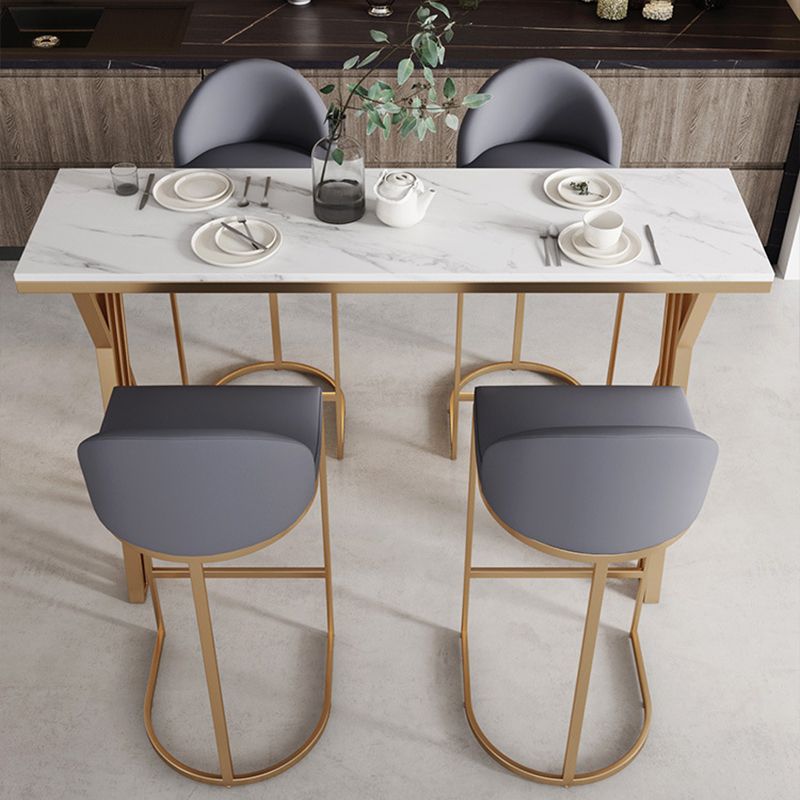 Glam Bar-height Table Faux Marble Top Bistro Pub Table with Gold Base Clearhalo 'Bar Furniture' 'Bar Tables' 'bar_tables' 'furn' 'furn_bar_tables' 'Furniture' 'Kitchen & Dining Furniture' 1200x1200_75fbb2e8-de9a-4b6d-a065-e960d30a9e9f