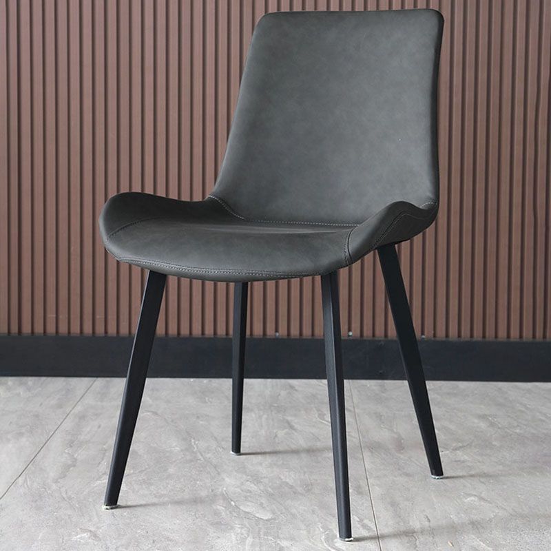 Industrial Solid Back Side Chairs PU Leather Dining Chairs for Home
