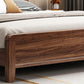 84.65 inch Wide Mid-century Bed Frame Pine Wood Panel Bed with Headboard