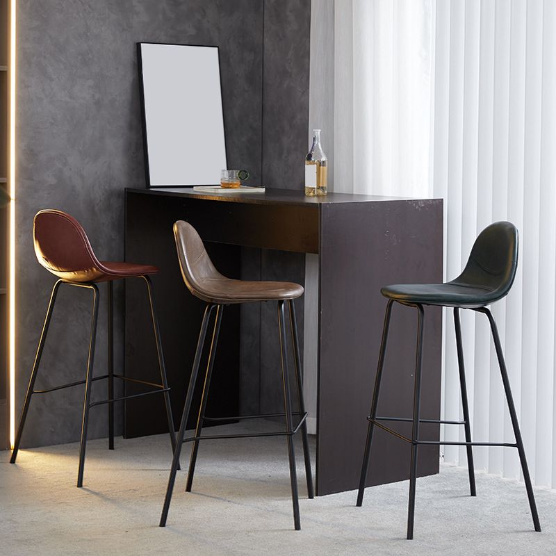 Leather Bar Stool Modern Backrest Counter Stool for Bristol with Metal Base Clearhalo 'Bar Furniture' 'Bar Stools' 'bar_stools' 'furn' 'furn_bar_stools' 'Furniture' 'Kitchen & Dining Furniture' 1200x1200_7606d038-595b-47c9-b537-caff649f2420