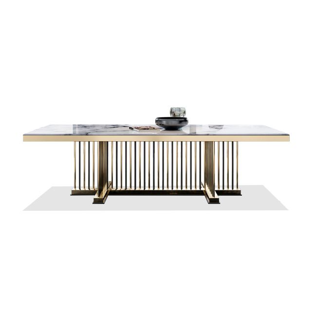 Glam Rectangle Shape Marble Dining Table Standard Dining Table for Kitchen Clearhalo ' dining_table' 'Dining Tables & Seating' 'Dining Tables' 'furn' 'furn_dining_table' 'Furniture' 'furniture_dining_table' 'Kitchen & Dining Furniture' 'kitchen&dining_furn' 'kitchen' 'kitchen_dining_table' 1200x1200_7607a5a1-202f-429d-8eb5-ea461fd139cb