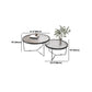 Round Clear Glass Cocktail Table Set Contemporary Cross Legs Coffee Table in Black