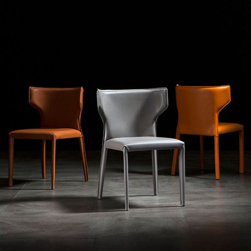 Sedia per sala da pranzo in pelle moderna sedia a braccialessino.