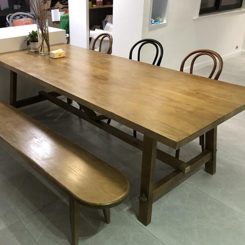Rechteckige Trestle Basis Esstisch moderne massive Holz natürliche Möbel für das Restaurant