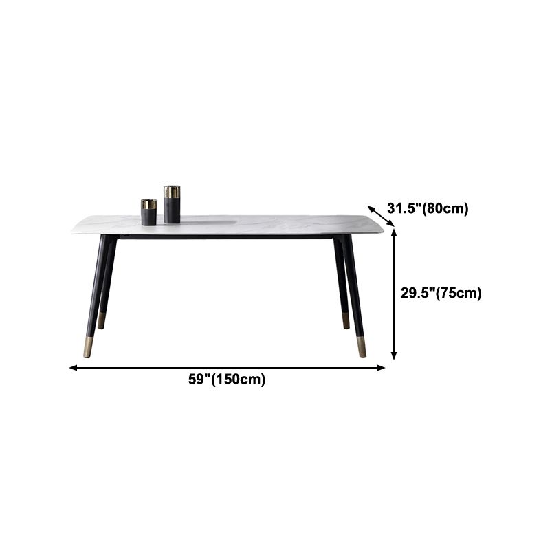 Traditional Luxury Dining Table Rectangle Sintered Stone 4 Legs Dining Table with Black Frame Clearhalo ' dining_table' 'Dining Tables & Seating' 'Dining Tables' 'furn' 'furn_dining_table' 'Furniture' 'furniture_dining_table' 'Kitchen & Dining Furniture' 'kitchen&dining_furn' 'kitchen' 'kitchen_dining_table' 1200x1200_760bdf0c-4426-45cd-a09d-bb5fa411f5fd