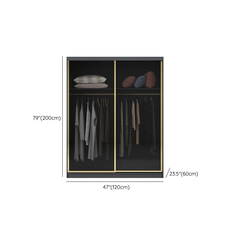 Armoire de porte coulissante moderne pour armoire noire de chambre à coucher avec portes en verre