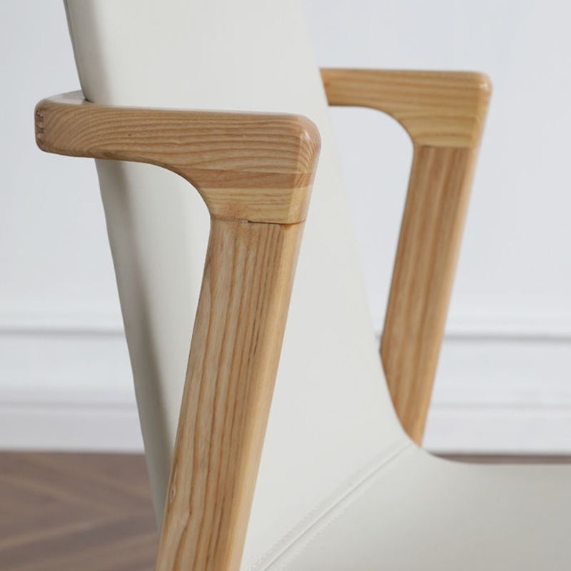 Wood Kitchen Dining Side Chair Upholstered Dining Chair in White