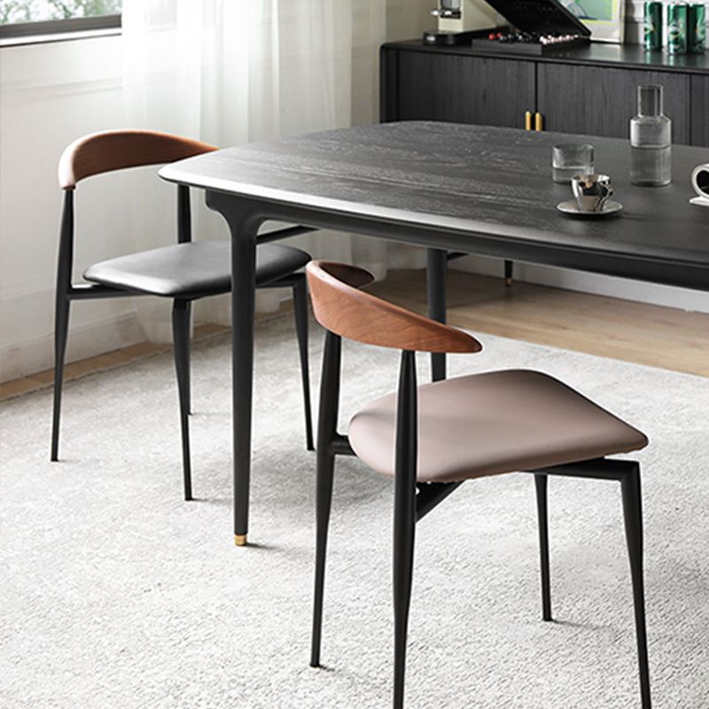 Armless Dining Chairs Industrielle Kunstleder -Seitenstühle für Esszimmer