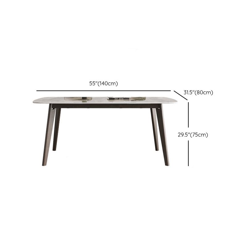 Modern Stone Dining Room Table for 2-6 Person Grey Rectangular Top Clearhalo 'Dining Tables & Seating' 'Dining Tables' 'dining_table' 'furn' 'furn_dining_table' 'Furniture' 'Kitchen & Dining Furniture' 1200x1200_760f06e1-f447-4697-9f5c-dfd25a6b2d12