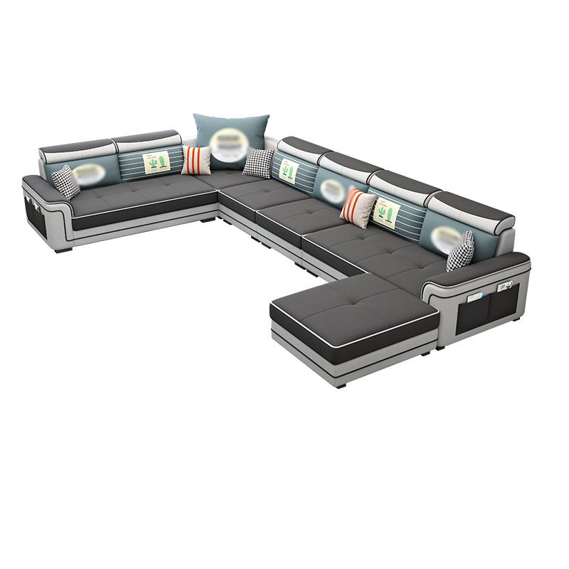 6-Seater Pillowed Back Cushions Square Arm Sectional Sofa for Living Room Clearhalo 'furn' 'furn_sectionals' 'Furniture' 'furniture_sectionals' 'kitchen' 'kitchen_sectionals' 'Living Room Furniture' 'Sectionals' 1200x1200_76106edd-5c55-407a-87d5-cfde6ae69582