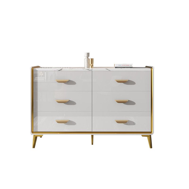 Cassa di legno in oro in oro in stile glam con cassetti multipla