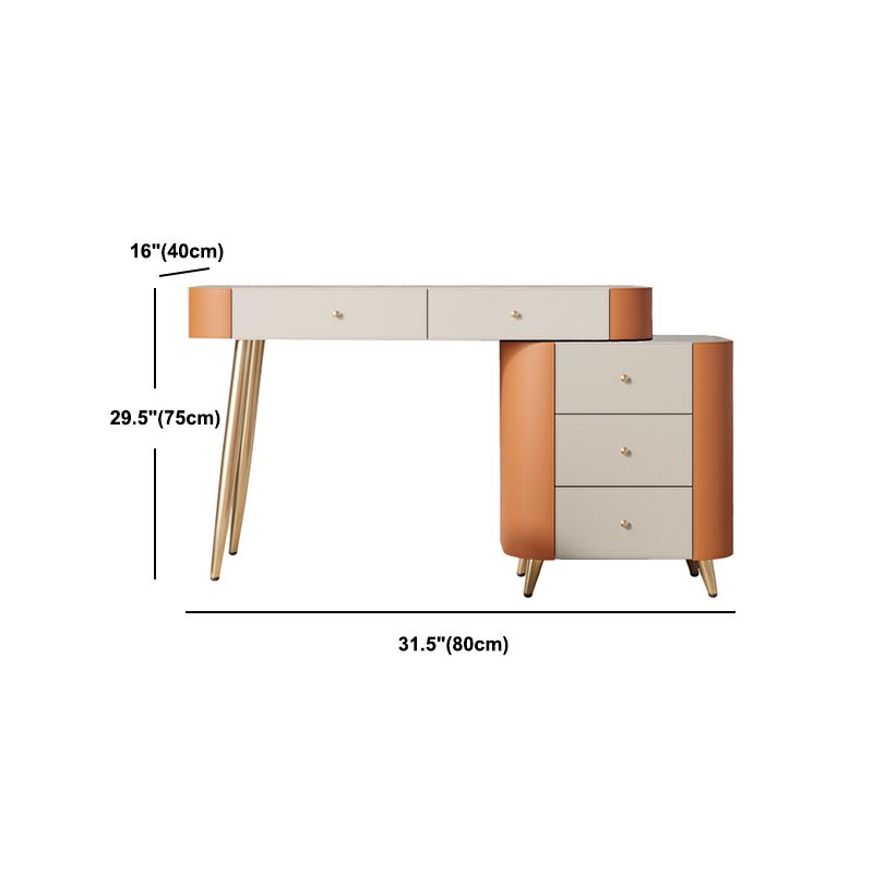 Glam make-up ijdelheid met laden, faux lederen kaptafel