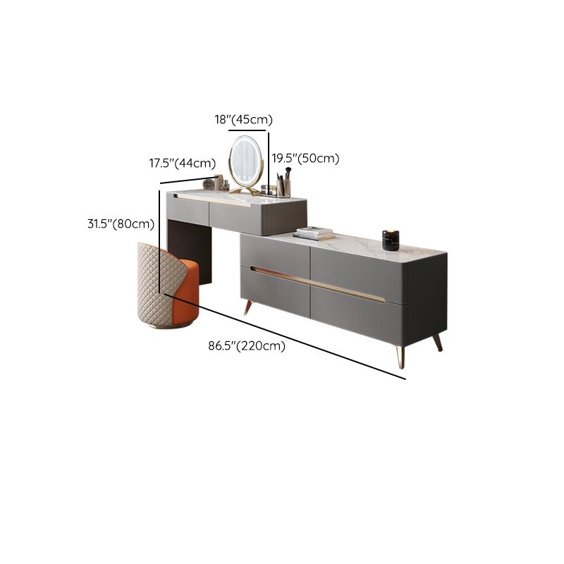 Contemporaneo con cassetto tavolo da toeletta a specchio illuminato per camera da letto metallico