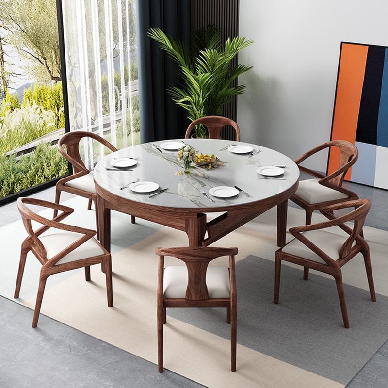Modern Stone Furniture 1/5/7 Pcs Standard Height Dining Sets with Self Storing Leaves Clearhalo 'Dining Room Sets' 'Dining Tables & Seating' 'dining_room_set' 'furn' 'furn_dining_room_set' 'Furniture' 'Kitchen & Dining Furniture' 1200x1200_7613c9c9-f371-45d1-84bf-7407e3d9ea48
