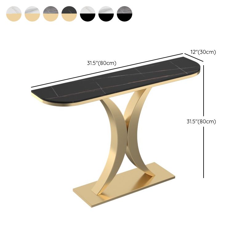 12 inch Wide Glam Accent Table Half Moon Shape Metal Console Table for Hall Clearhalo 'Console Tables' 'console_tables' 'Entry & Mudroom Furniture' 'furn' 'furn_console_tables' 'Furniture' 1200x1200_7613e6a1-3d5c-47ba-94cc-7c798b28f4b8