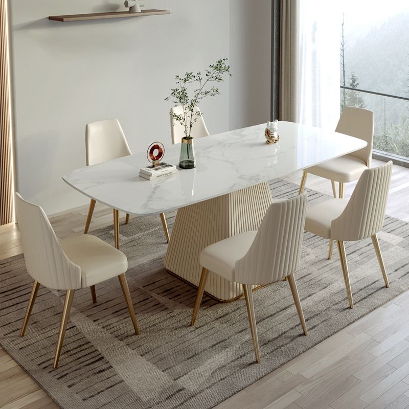 Rectangle Traditional Luxury Dining Table White Sintered Stone Table with Pedestal Base Clearhalo ' dining_table' 'Dining Tables & Seating' 'Dining Tables' 'furn' 'furn_dining_table' 'Furniture' 'furniture_dining_table' 'Kitchen & Dining Furniture' 'kitchen&dining_furn' 'kitchen' 'kitchen_dining_table' 1200x1200_761456ae-3139-4796-ab2c-27dbfbe55e92