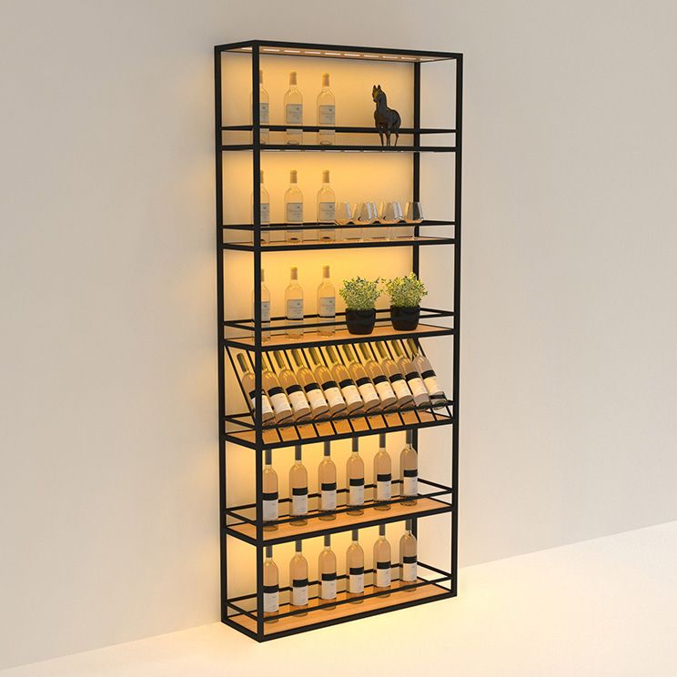 Porte-bouteille à vin industriel en bois Fabriqué le support de bouteille en bois en noir mat