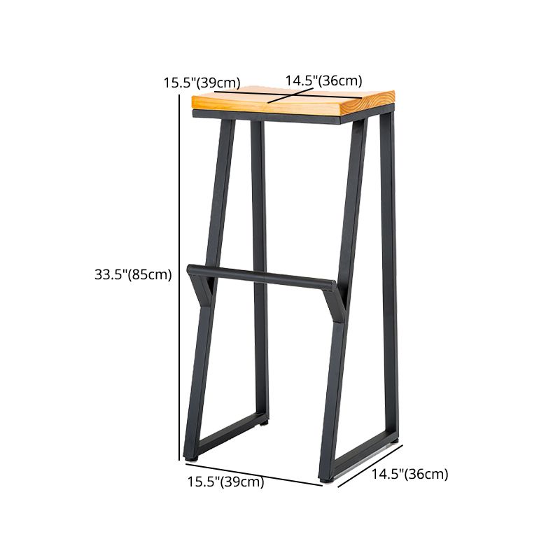 Industrial Style Bar Stool Iron and Solid Wood Square Seat Counter Height Stools Clearhalo 'Bar Furniture' 'Bar Stools' 'bar_stools' 'furn' 'furn_bar_stools' 'furniture_bar_stools' 'Kitchen & Dining Furniture' 'kitchen&dining_furn' 'kitchen' 'kitchen_furn' Furniture' 1200x1200_7618452a-a37e-45f3-be08-4772e4df6607