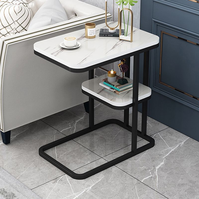 Modern Style Gold/black Metal Base Black/white Slate Top Rectangular Side Table Clearhalo 'Coffee & Accent Tables' 'End & Side Tables' 'end_side_tables' 'furn' 'furn_end_side_tables' 'Furniture' 'Living Room Furniture' 1200x1200_76188a59-f2e8-4864-abf9-9bb08a754eff