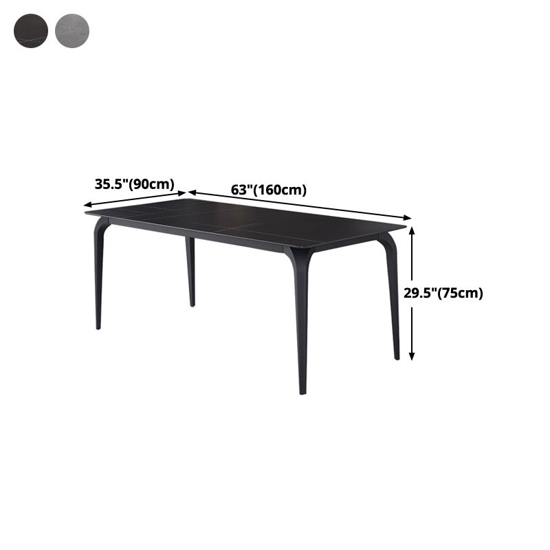 Rectangle 4 Legs Industrial Table Sintered Stone Fixed Table for Kitchen Clearhalo ' dining_table' 'Dining Tables & Seating' 'Dining Tables' 'furn' 'furn_dining_table' 'Furniture' 'furniture_dining_table' 'Kitchen & Dining Furniture' 'kitchen&dining_furn' 'kitchen' 'kitchen_dining_table' 1200x1200_7618f071-f531-46b2-b857-99cefb114d94