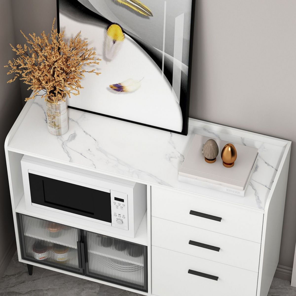 3-Drawer Engineered Wood Sideboard Modern Stone Countertop Credenza for Living Room Clearhalo 'buffet_sideboard' 'Buffets & Sideboards' 'furn' 'furn_buffet_sideboard' 'Furniture' 'furniture_buffet_sideboard' 'Kitchen & Dining Furniture' 1200x1200_76193956-6ba2-40b1-92dd-270bea62ae30