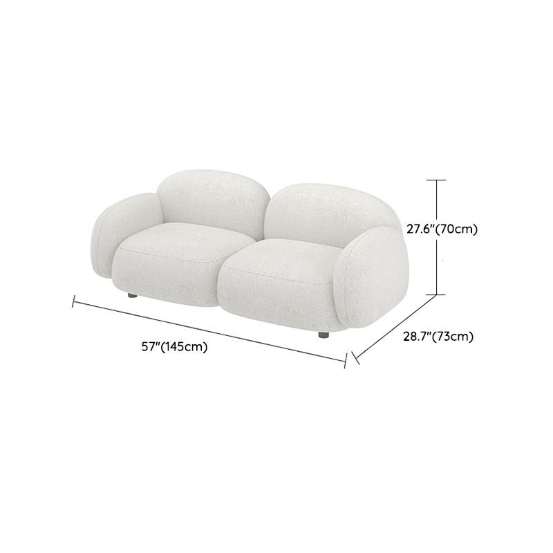 Square Arm Wool Sofa Scandinavian 1/2/3-Seater Sofa in White