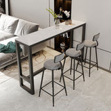 Rectangle Bar Dining Table Modern Bar Dining Table with Trestle Base in Black Clearhalo 'Bar Furniture' 'Bar Tables' 'bar_tables' 'furn' 'furn_bar_tables' 'Furniture' 'furniture_bar_tables' 'Kitchen & Dining Furniture' 1200x1200_761af24f-8278-470a-a4df-84bee7b18250