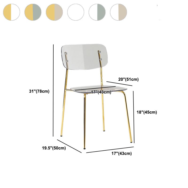 Chaise de salle à manger sans bras industrielle Plastique ouverte de dossier arrière avec base en métal