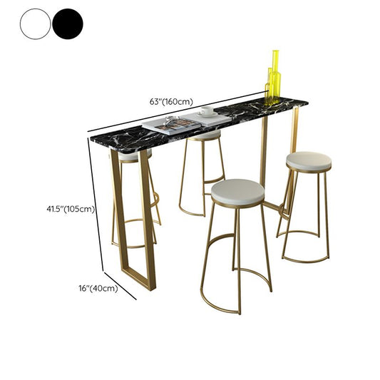 グラムスタイルの長方形バーテーブルフェイク大理石のバーの高さテーブルとそりのベース