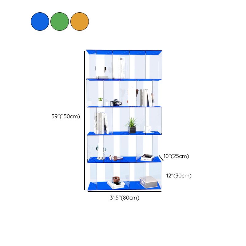 Libreria acrilica con libreria verticale aperta aperta contemporanea con scaffali