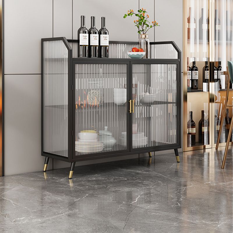 Metal and Glass Sideboard Modern Home Rectangular Side Board with Doors Clearhalo 'buffet_sideboard' 'Buffets & Sideboards' 'furn' 'furn_buffet_sideboard' 'Furniture' 'Kitchen & Dining Furniture' 1200x1200_761d4597-b878-4910-9b3b-88f0dc0461fb