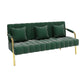 Velvet 3-seater Sofa with 3 Pillows Square  Arm for Apartment