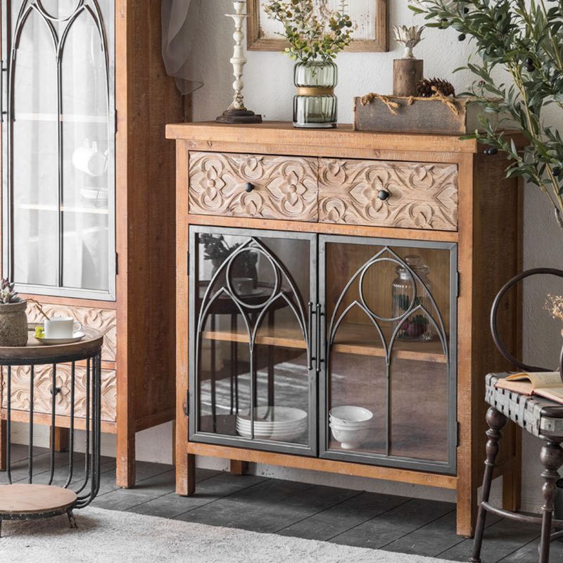 Tradizionale panorama in legno massiccio porte in vetro a buffet per camera da letto