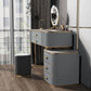 3/5-Drawers Vanity Luxurious Stone Top Vanity Table and Stool Set in Grey