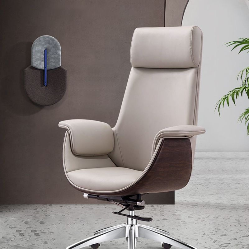 Modern Office Chair Leather Adjustable Seat Height Swivel Chair with Wheels Clearhalo 'furn' 'furn_office_chair' 'Furniture' 'Office Chairs' 'Office Furniture' 'office_chair' 1200x1200_76201493-90bc-4a57-b6ad-b15c00086c61