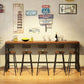 Rechteckiger Bar-Esstisch aus Holz. Moderner Bartisch mit Bockgestell in Schwarz